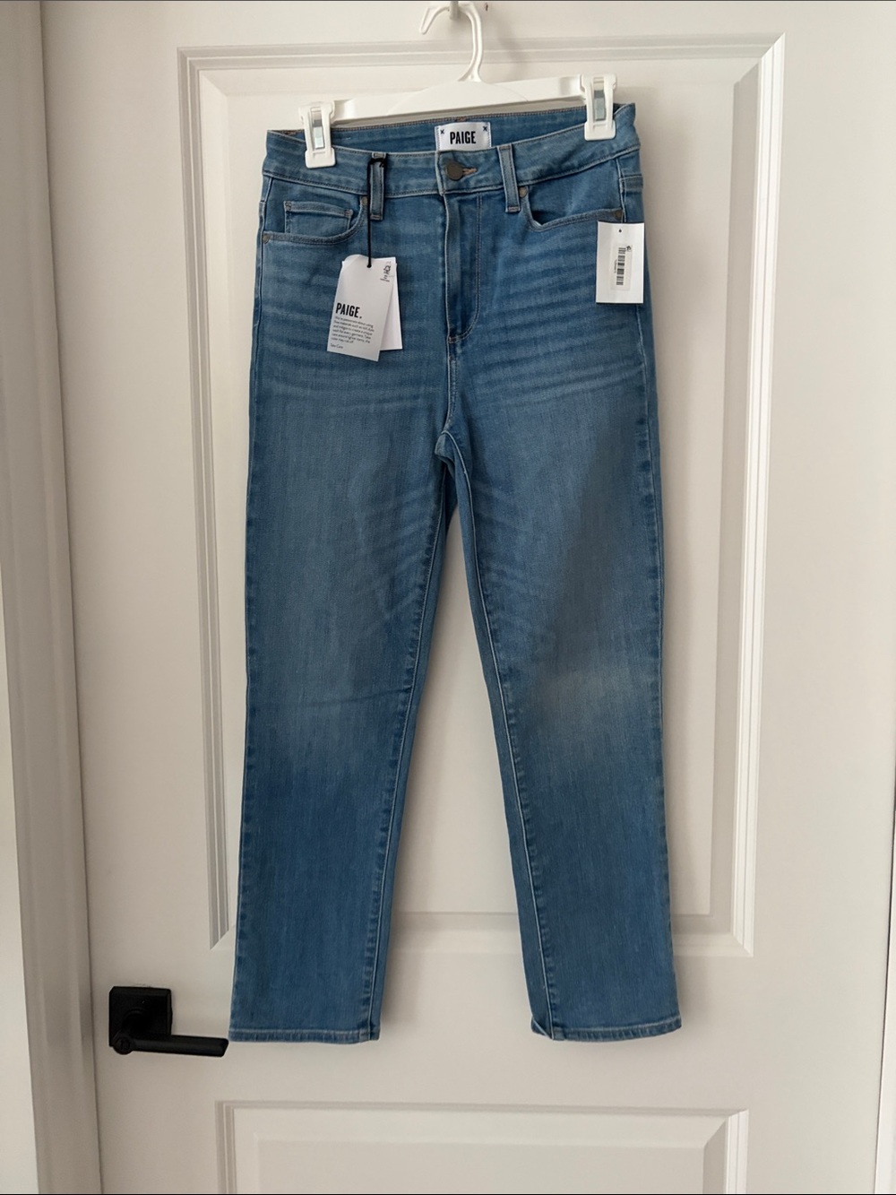 PAIGE Hoxton Slim High-Rise Straight Jeans in Light Blue
